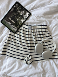 Short Pampelonne éponge rayures marine/blanc