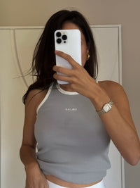 Le débardeur contrasté côtelé Galbo - Gris / Ecru