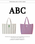 Le cabas Aix en Provence - Rayé Naturel, Rose & Vert