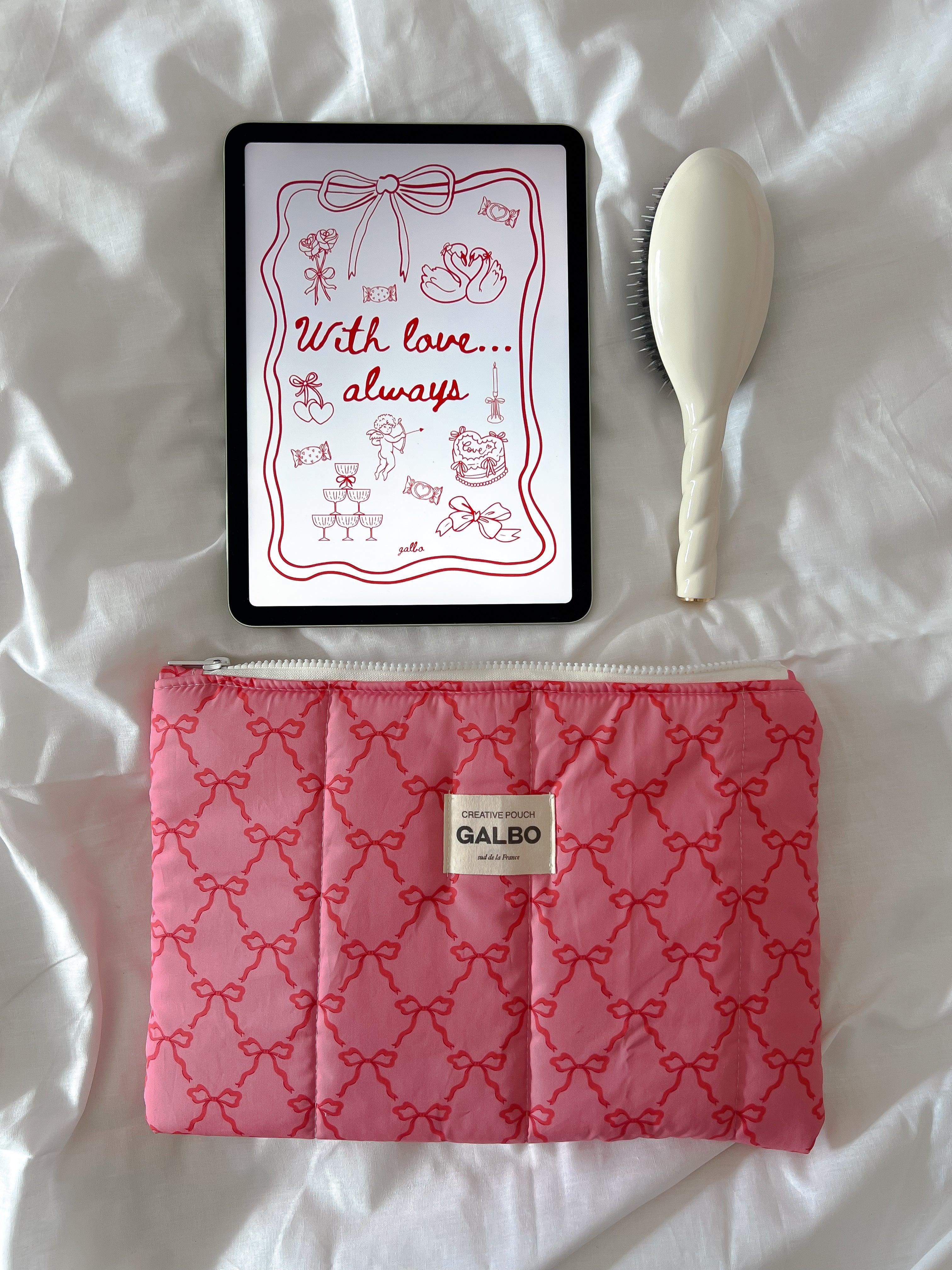 CREATIVE POUCH - matelassée Noeuds Raspberry Pink 💘