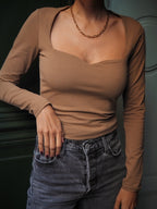 Top col coeur - Mocha 🤎