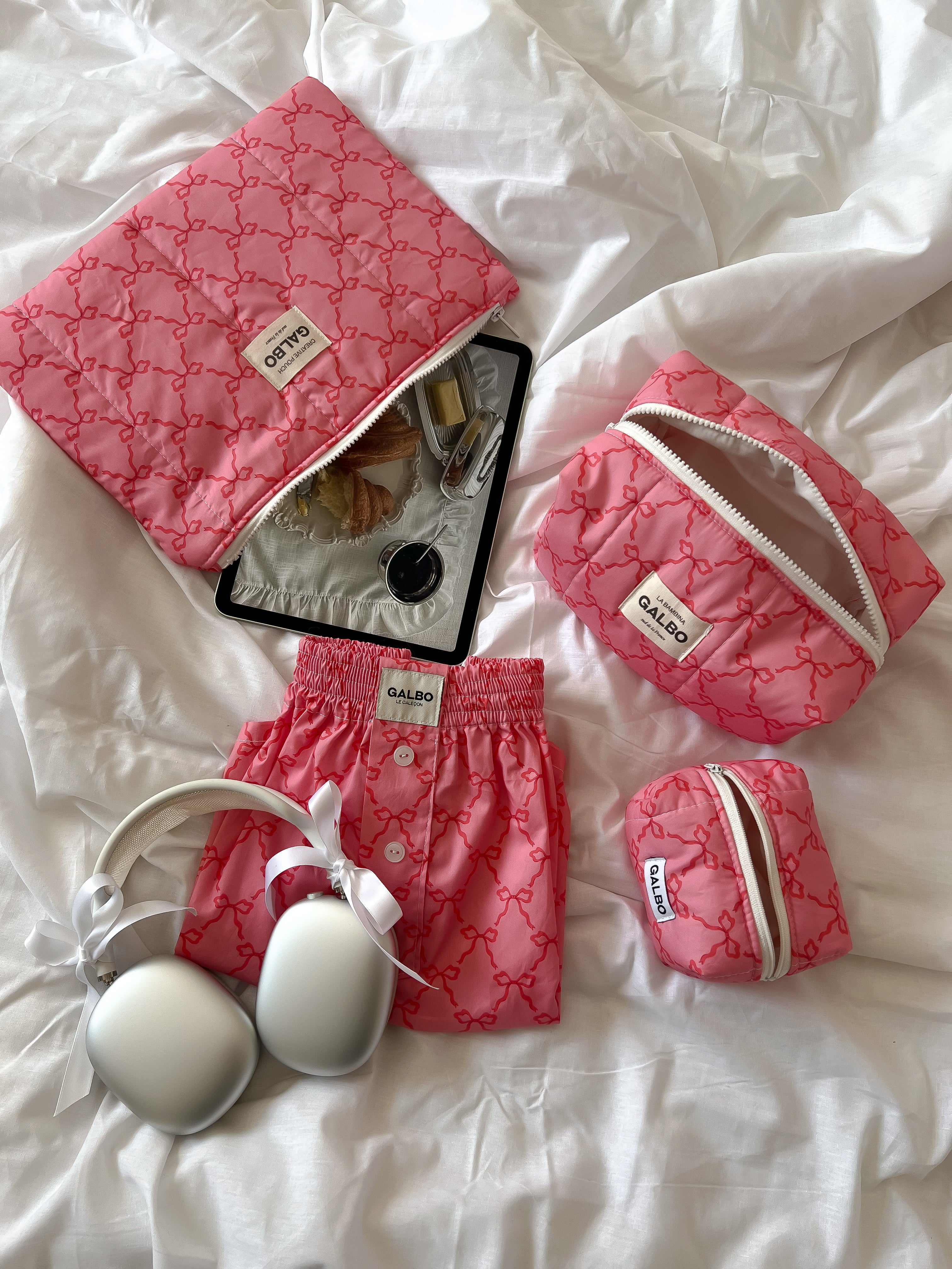 CREATIVE POUCH - matelassée Noeuds Raspberry Pink 💘