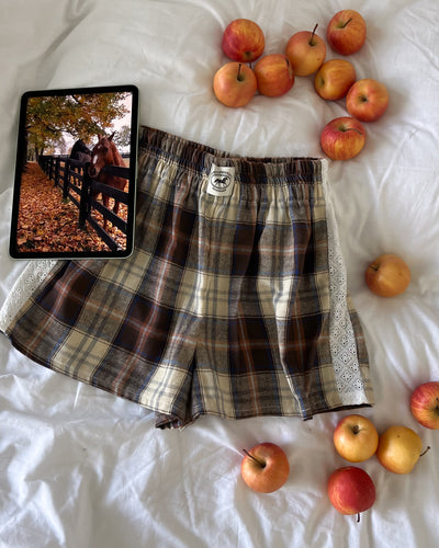 Le short Countryside - Tartan Pecan Pie broderie anglaise 🥧