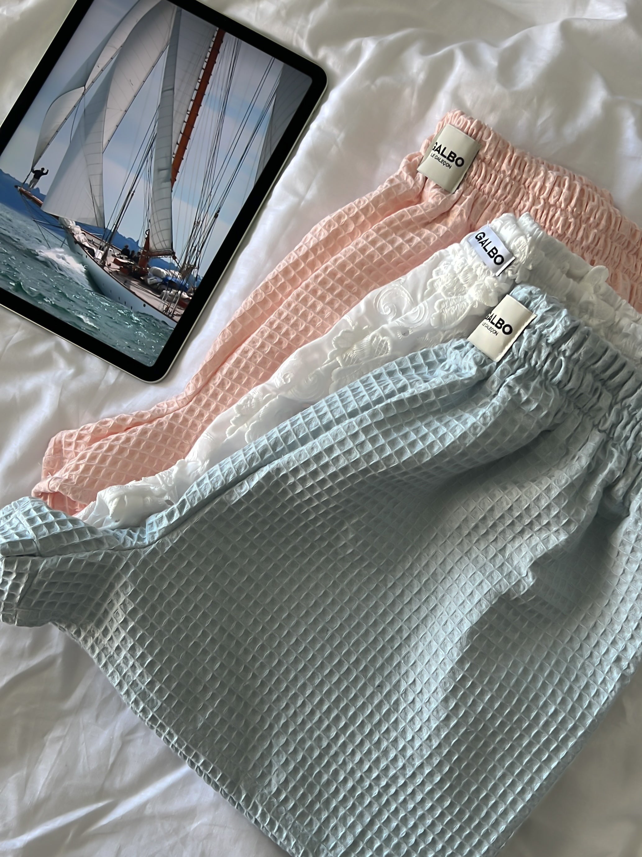 Le Short Beaulieu - Nid d’abeille Baby Blue 🐬