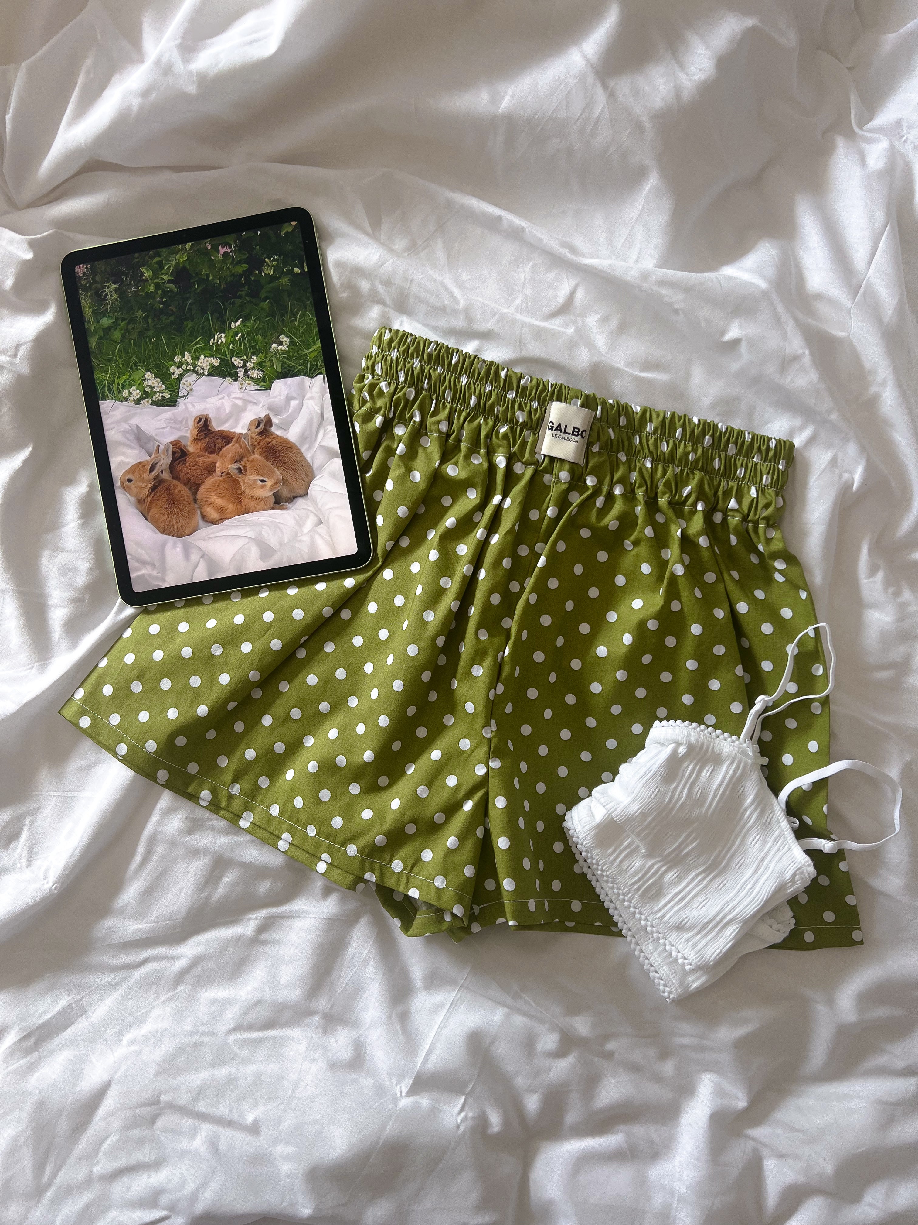 Caleçon Beaulieu Pistachio Polka Dots