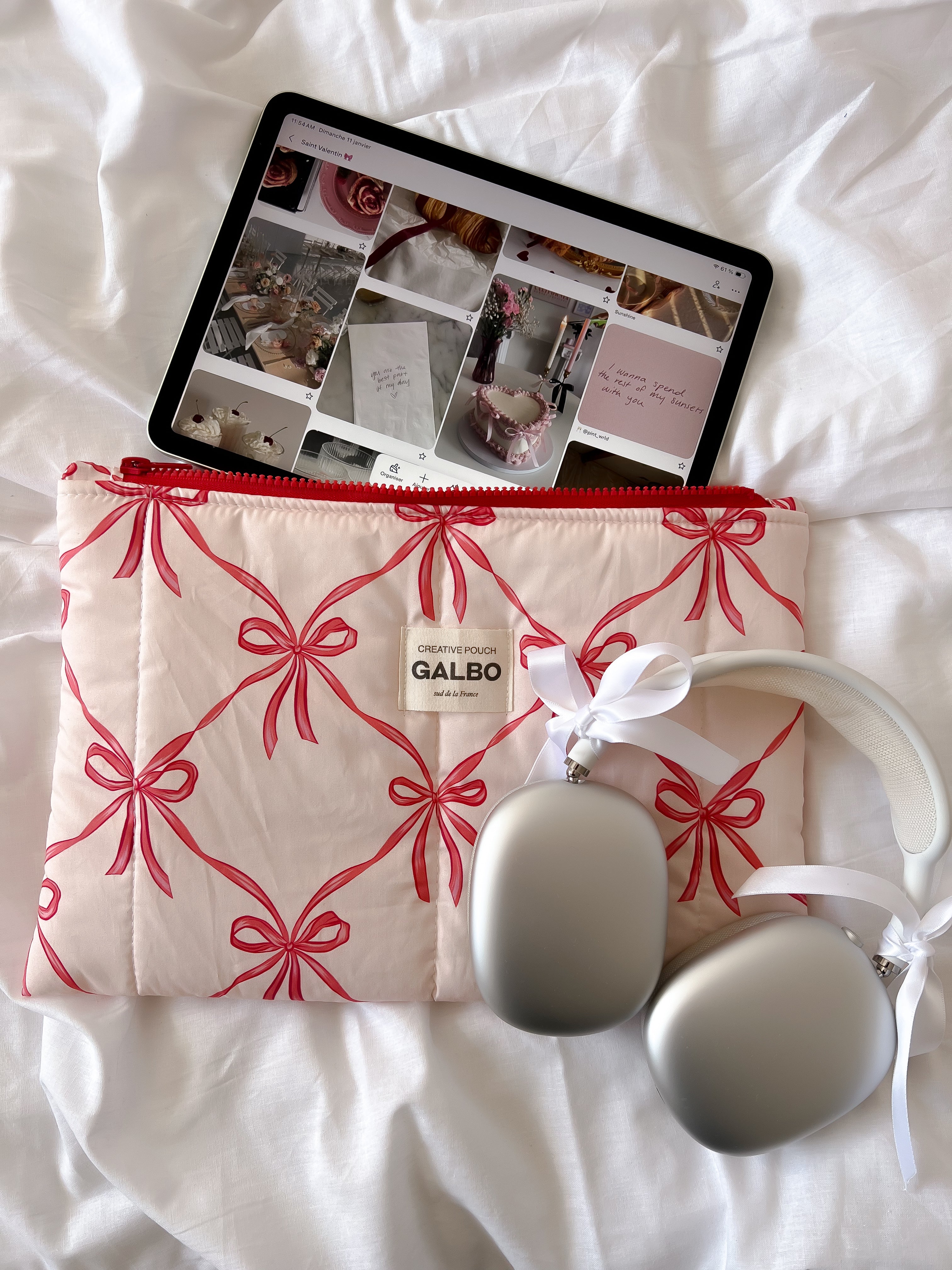 CREATIVE POUCH - matelassée Noeuds Powder Pink 🎀