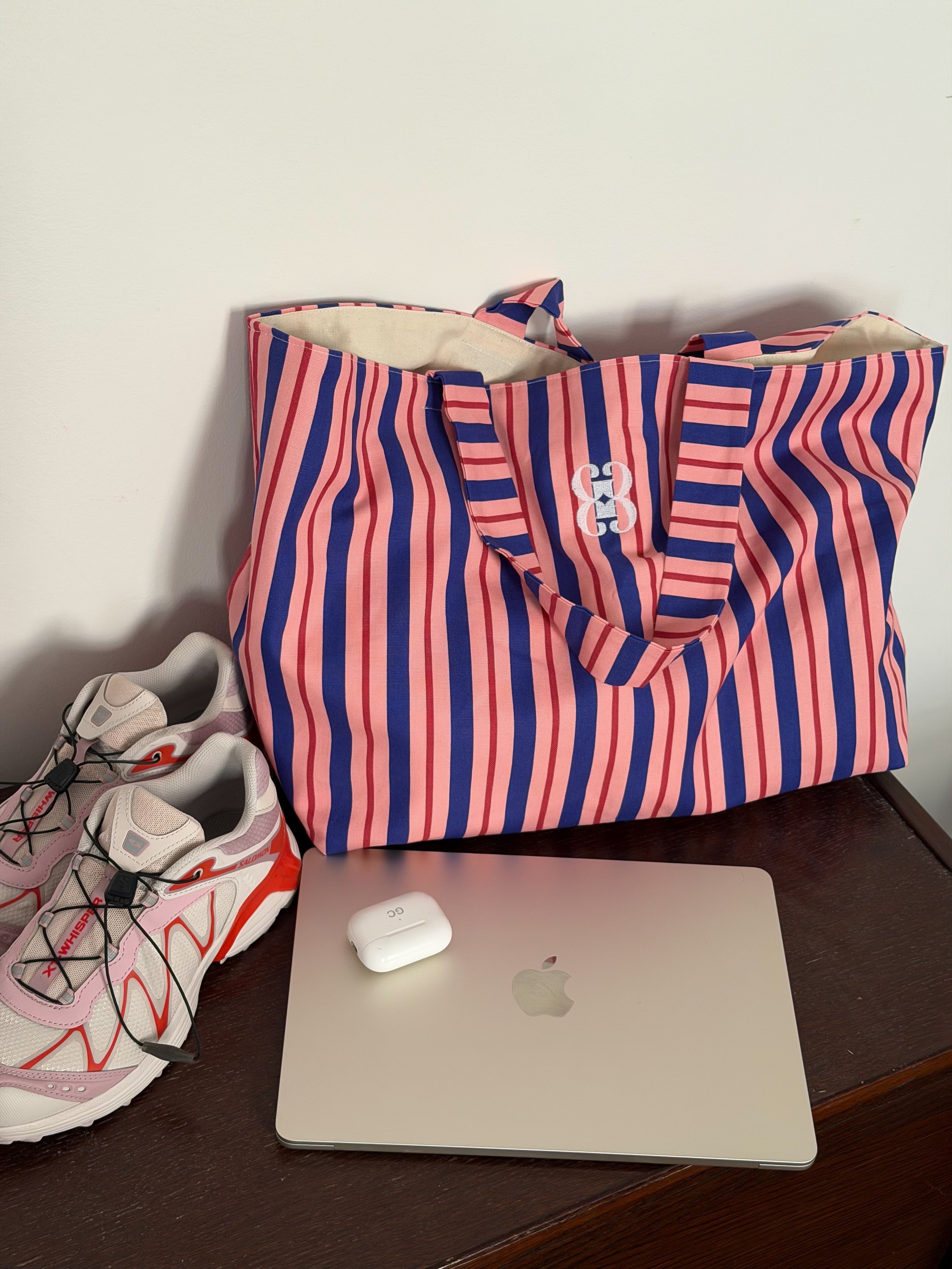 Le cabas Ramatuelle - Rayé Marine & Rose