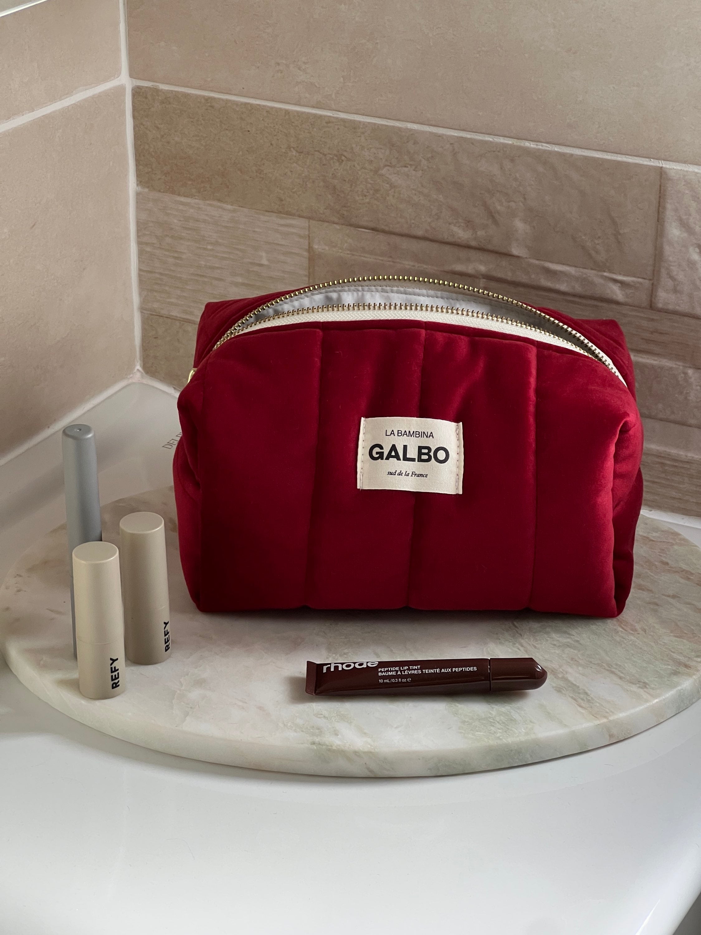 LA BAMBINA - matelassée velours Dark Ruby