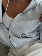 Le hoodie zipper oversize Galbo Sport - Grey Melange