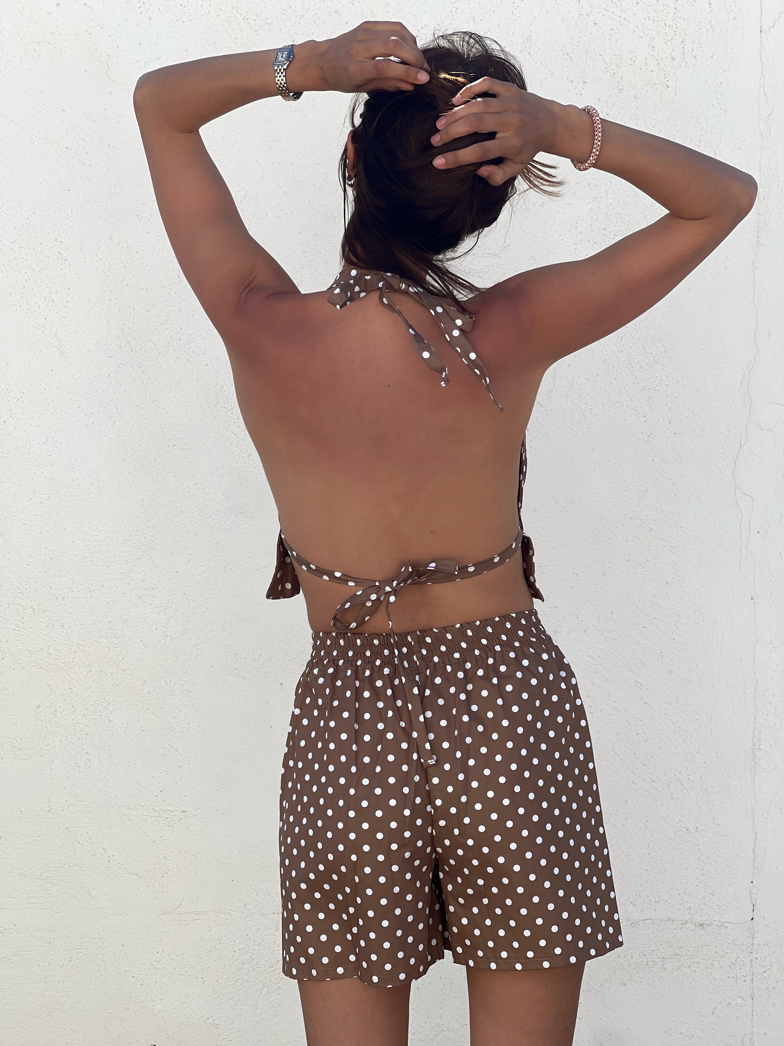 Short Sanary Polka Dot Mocha Mousse ☕️