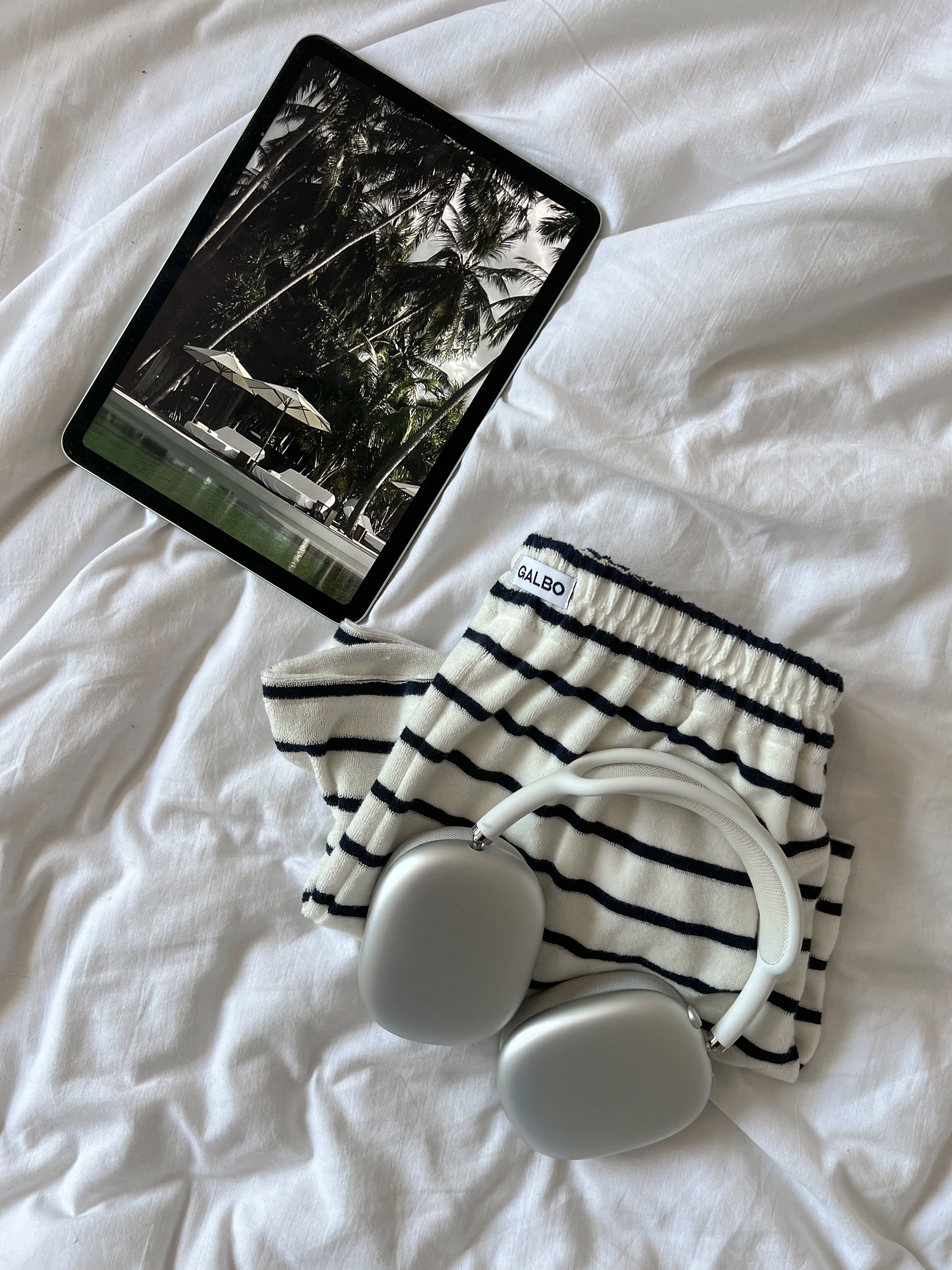 Short Pampelonne éponge rayures marine/blanc