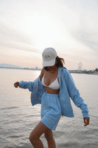 Le Hoodie Zipper Oversize Galbo Sport - Powder Blue