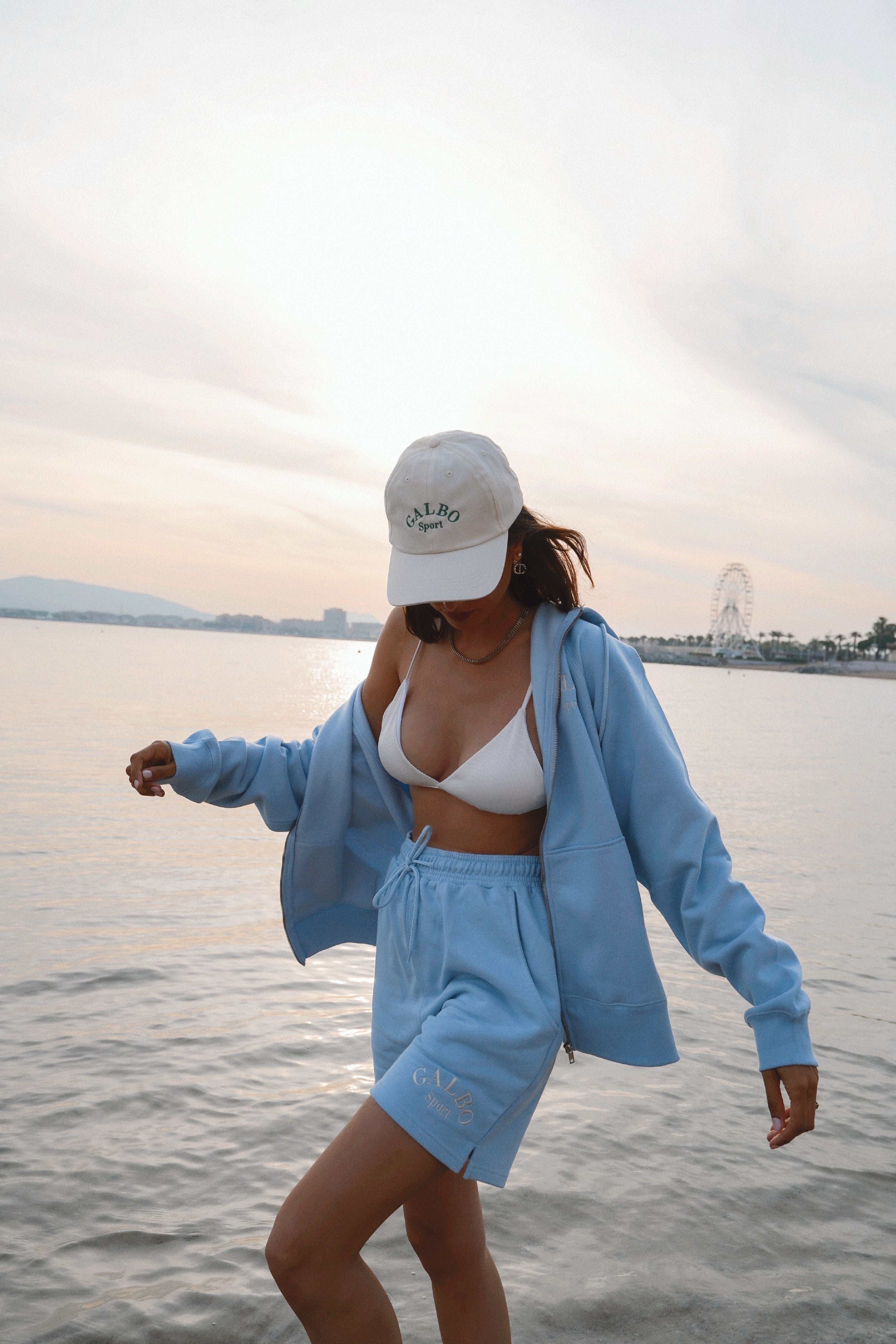 Le Hoodie Zipper Oversize Galbo Sport - Powder Blue