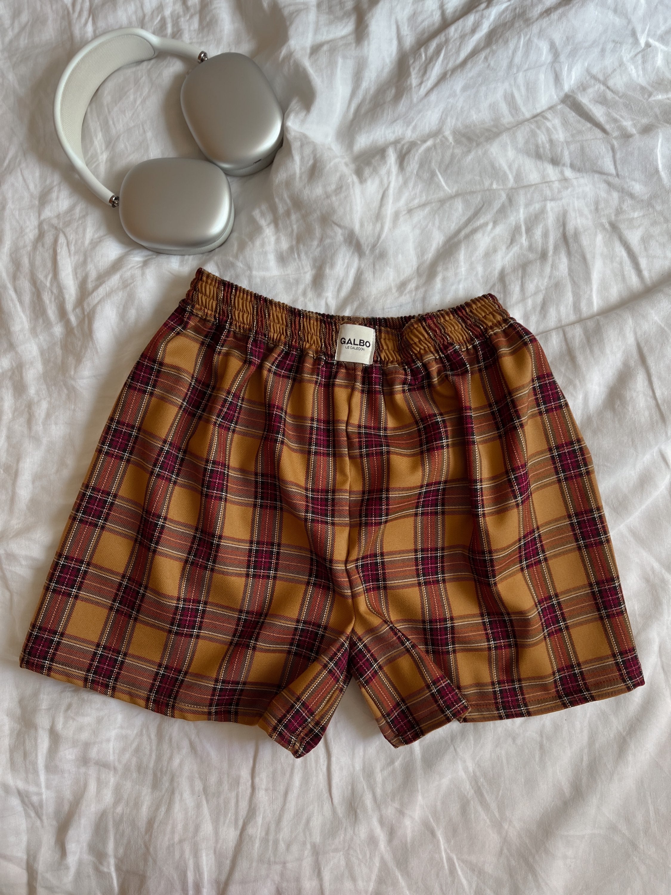 Caleçon Scotty - tartan Camel/Bordeaux
