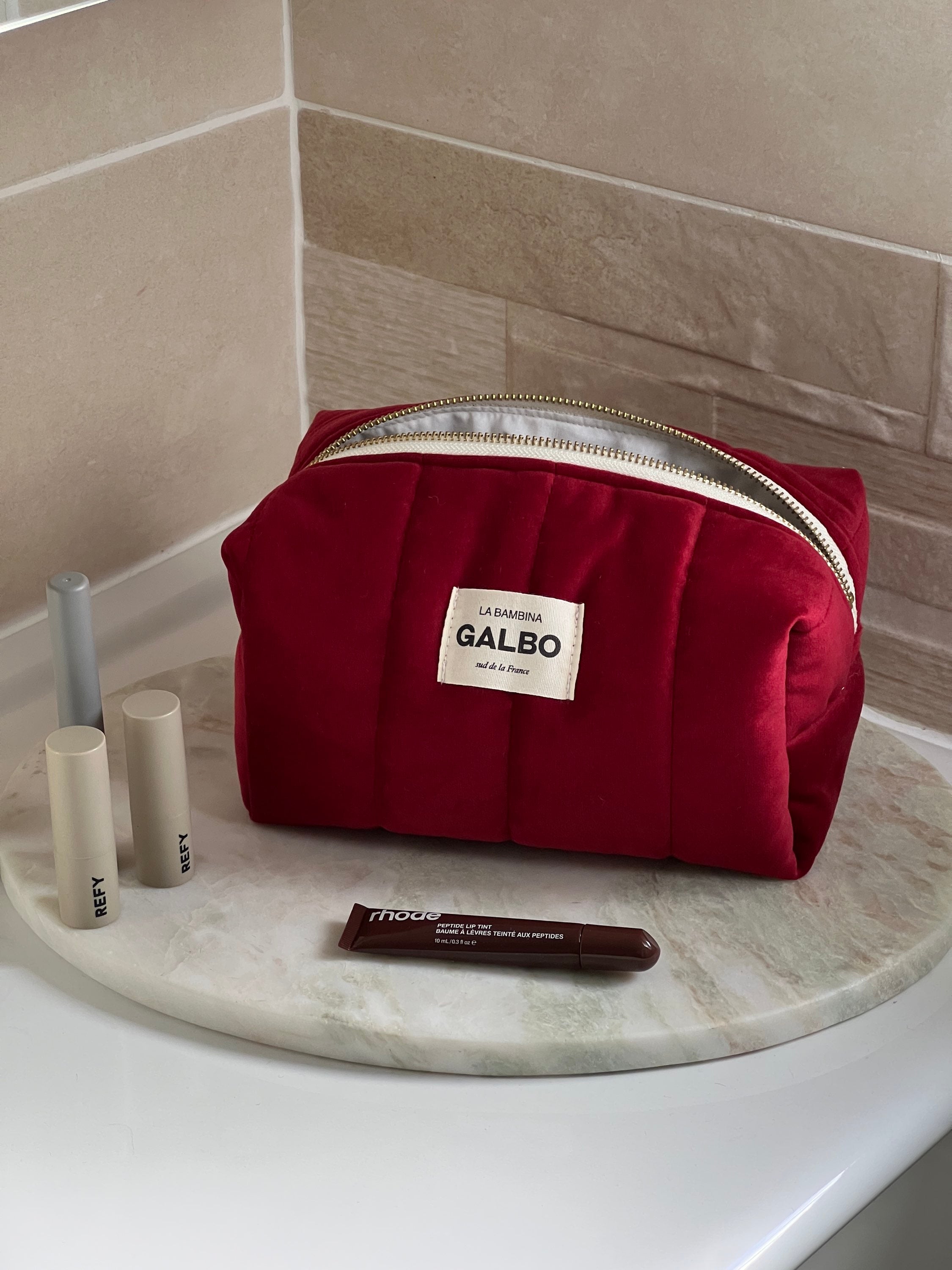 LA BAMBINA - matelassée velours Dark Ruby