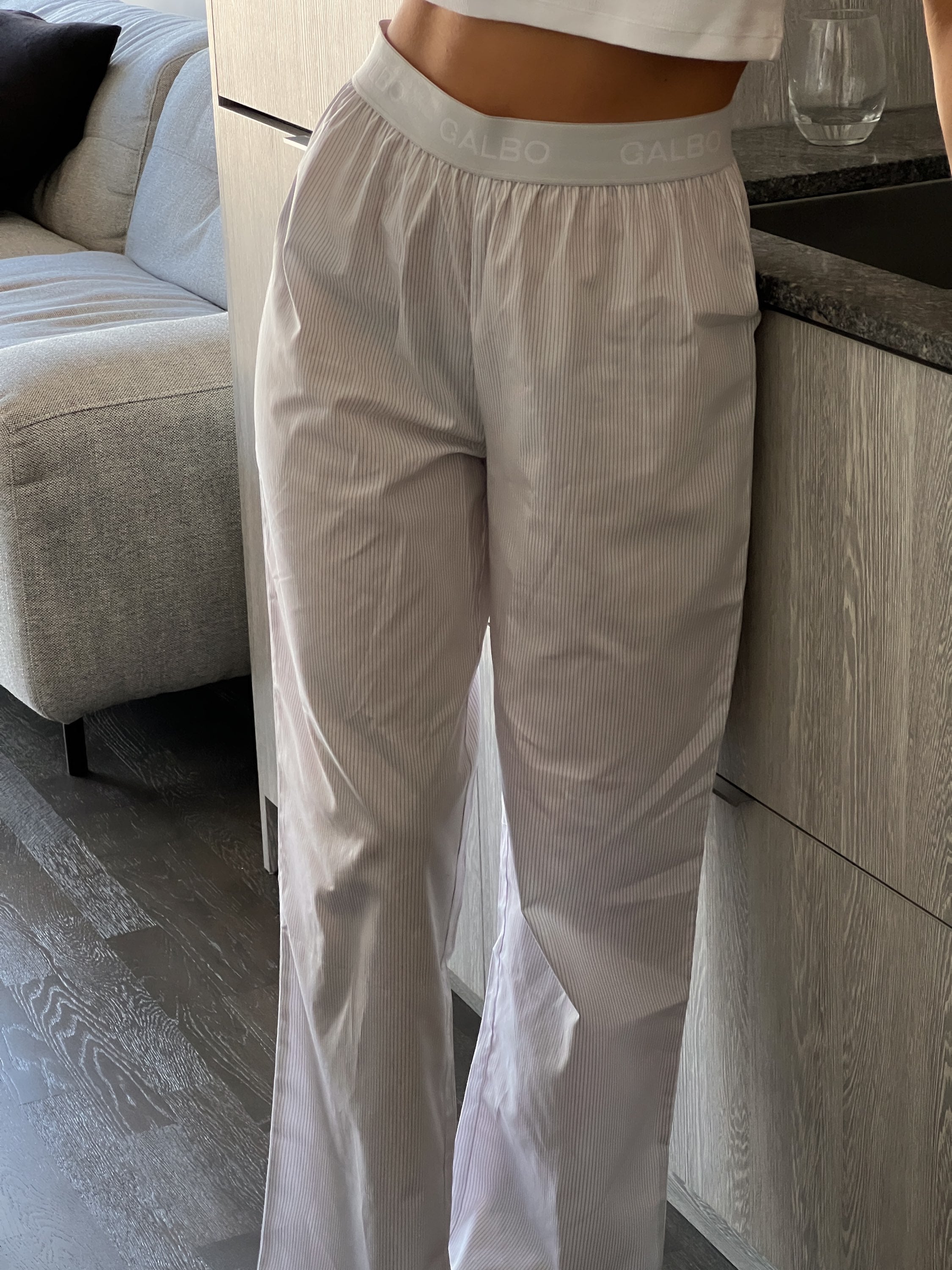Le Pantalon Galbo RAYÉ GRIS ☁️
