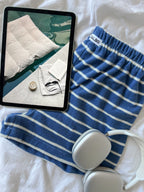 Short Pampelonne éponge rayures bleu/blanc