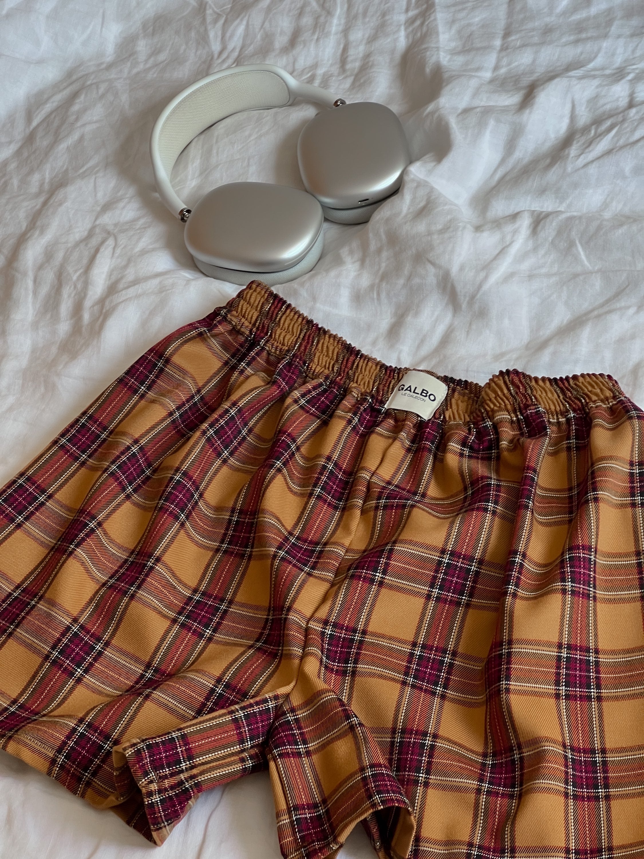 Caleçon Scotty - tartan Camel/Bordeaux