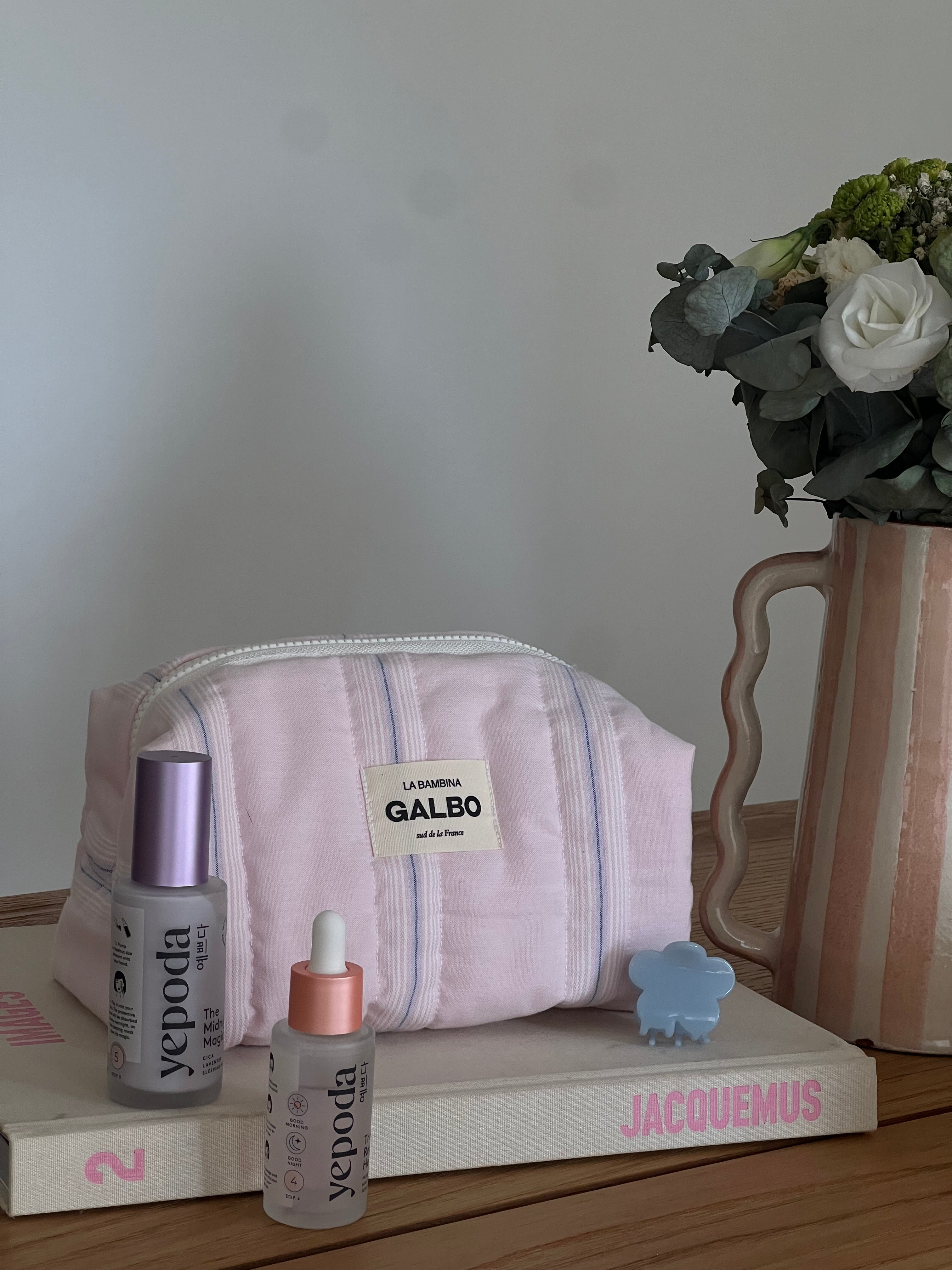 LA BAMBINA - matelassée rose rayée bleue