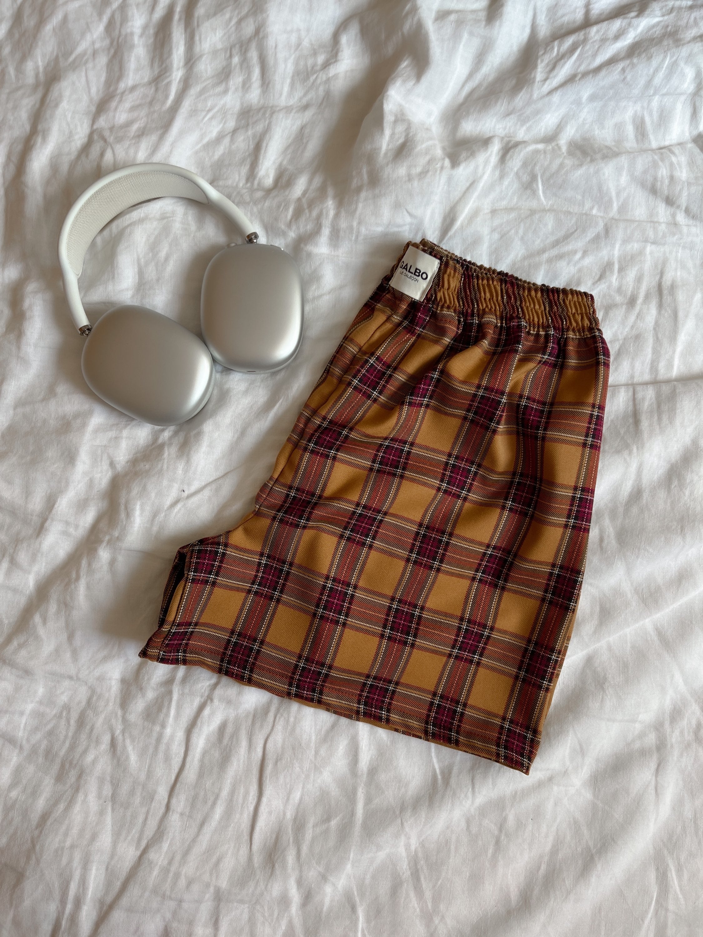 Caleçon Scotty - tartan Camel/Bordeaux