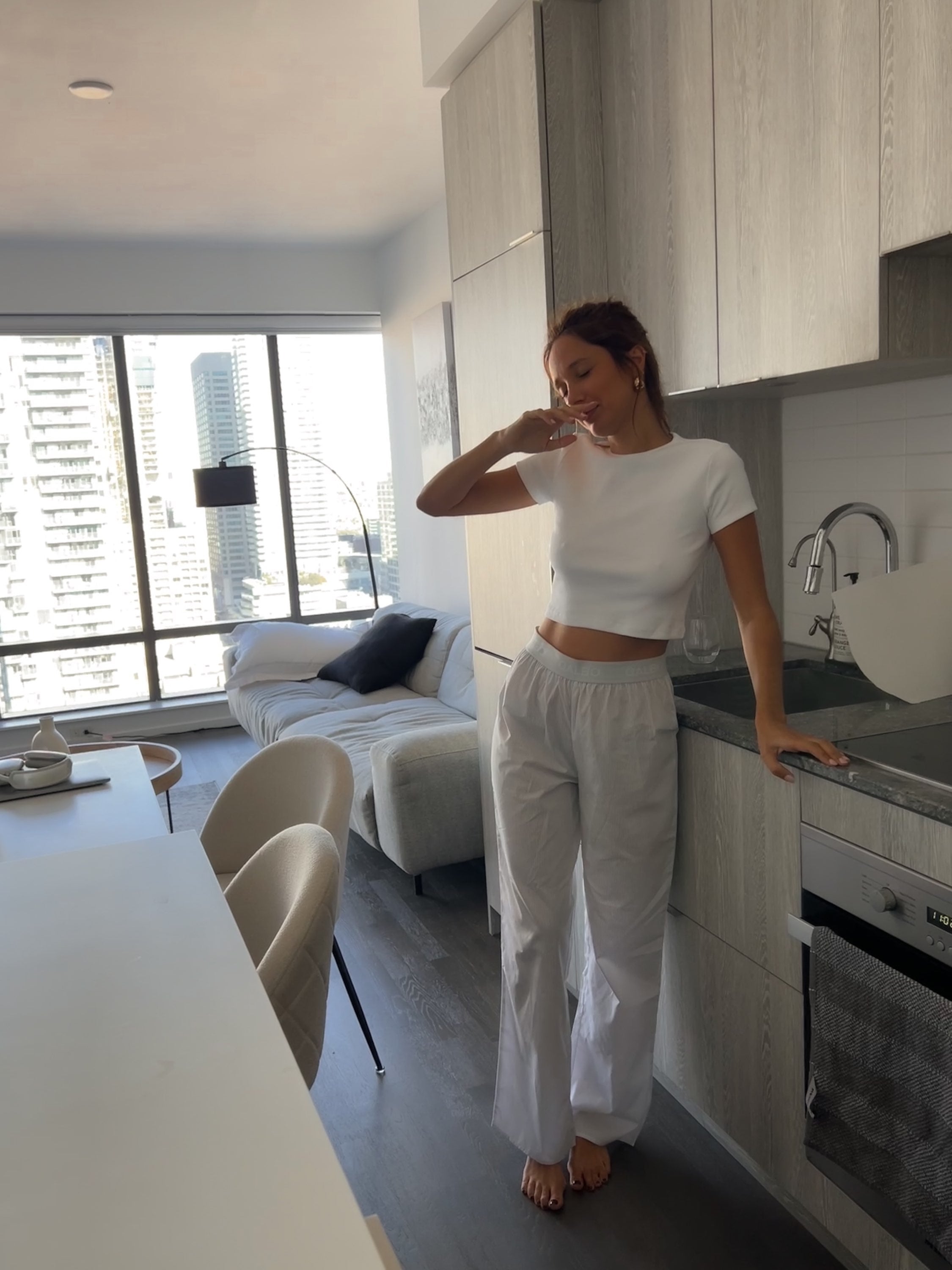 Le Pantalon Galbo RAYÉ GRIS ☁️