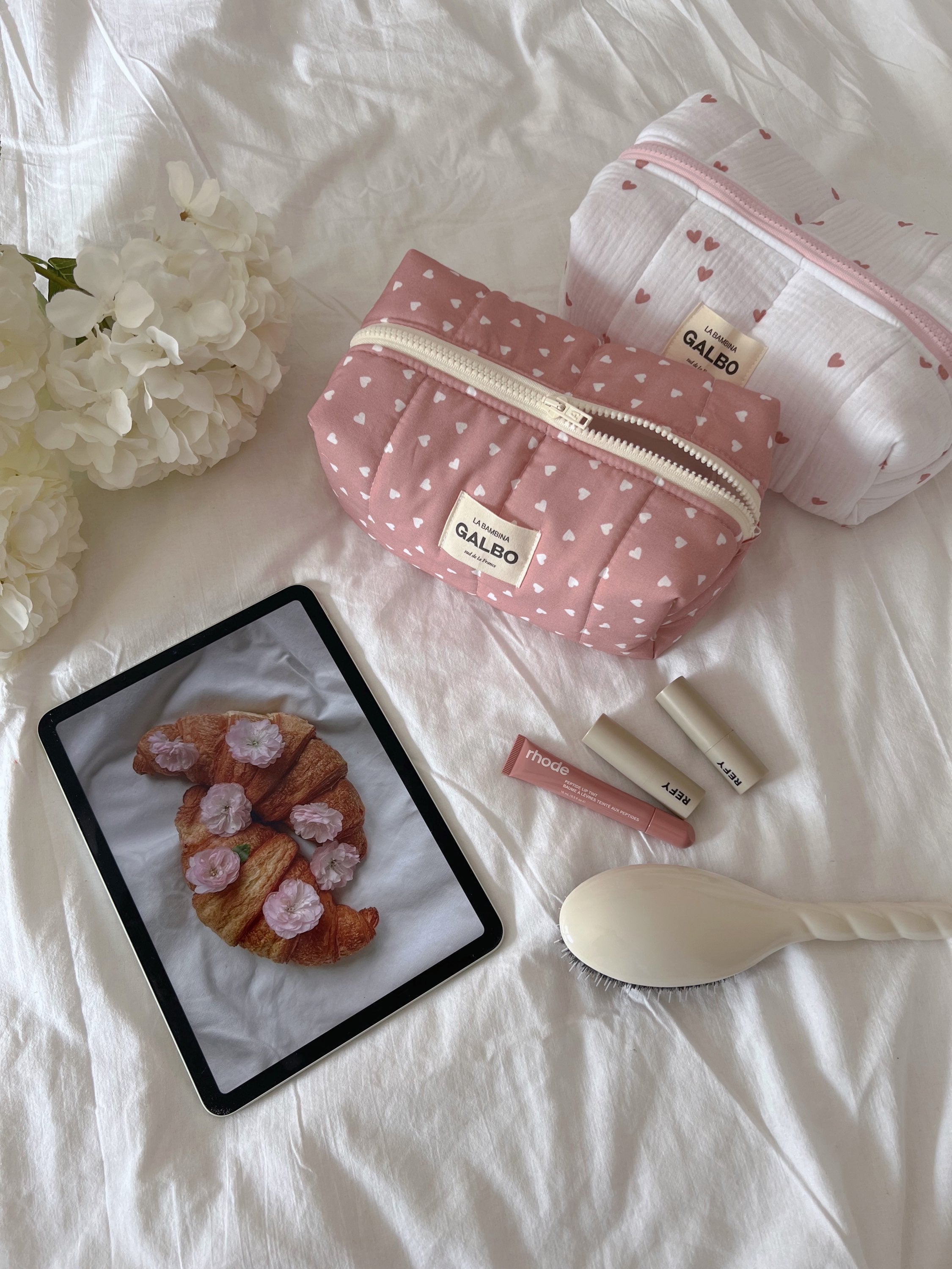 LA BAMBINA - matelassée coeurs vieux rose 🎀