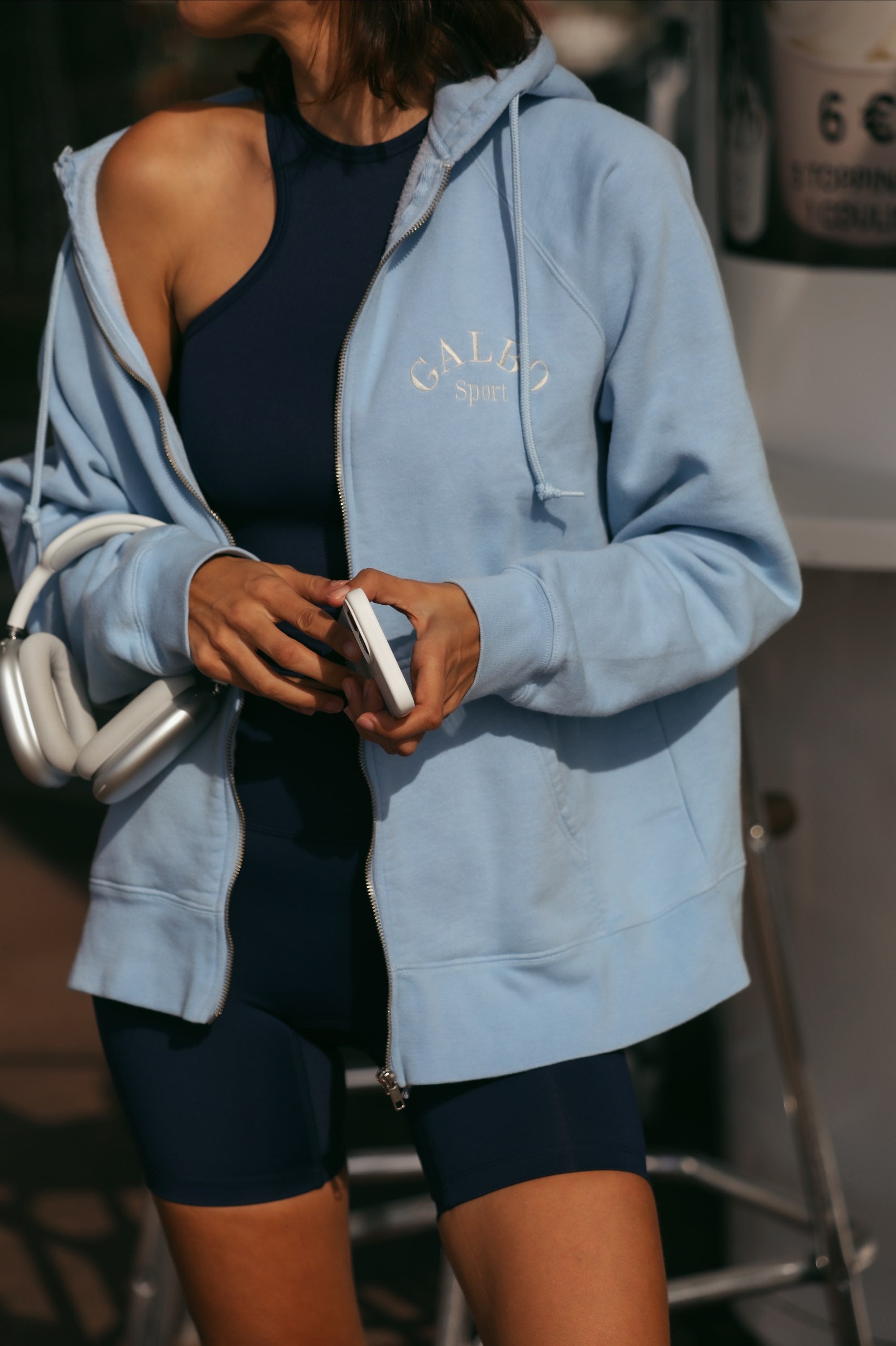 Le Hoodie Zipper Oversize Galbo Sport - Powder Blue