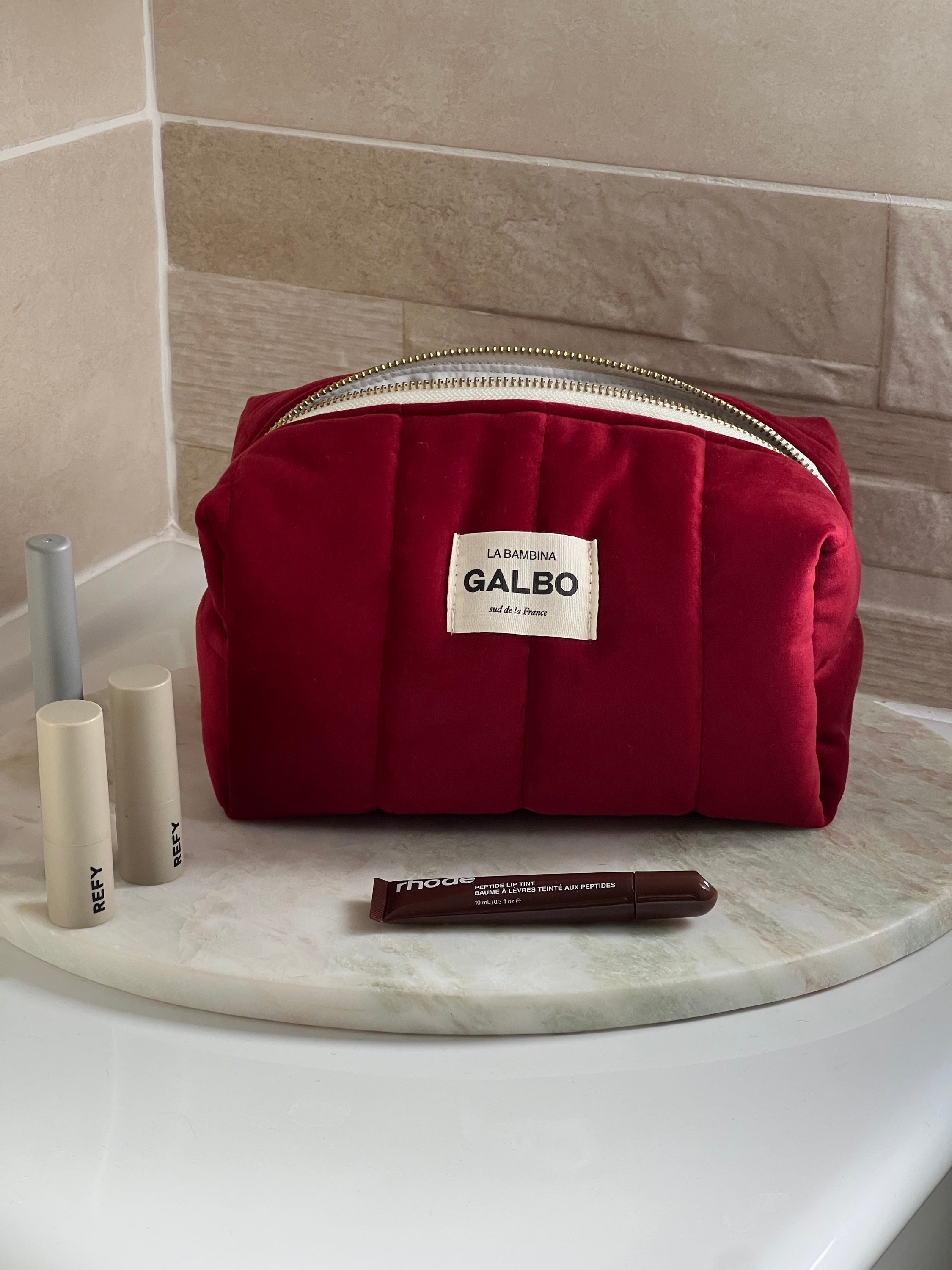 LA BAMBINA - matelassée velours Dark Ruby