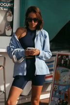 Le Hoodie Zipper Oversize Galbo Sport - Powder Blue