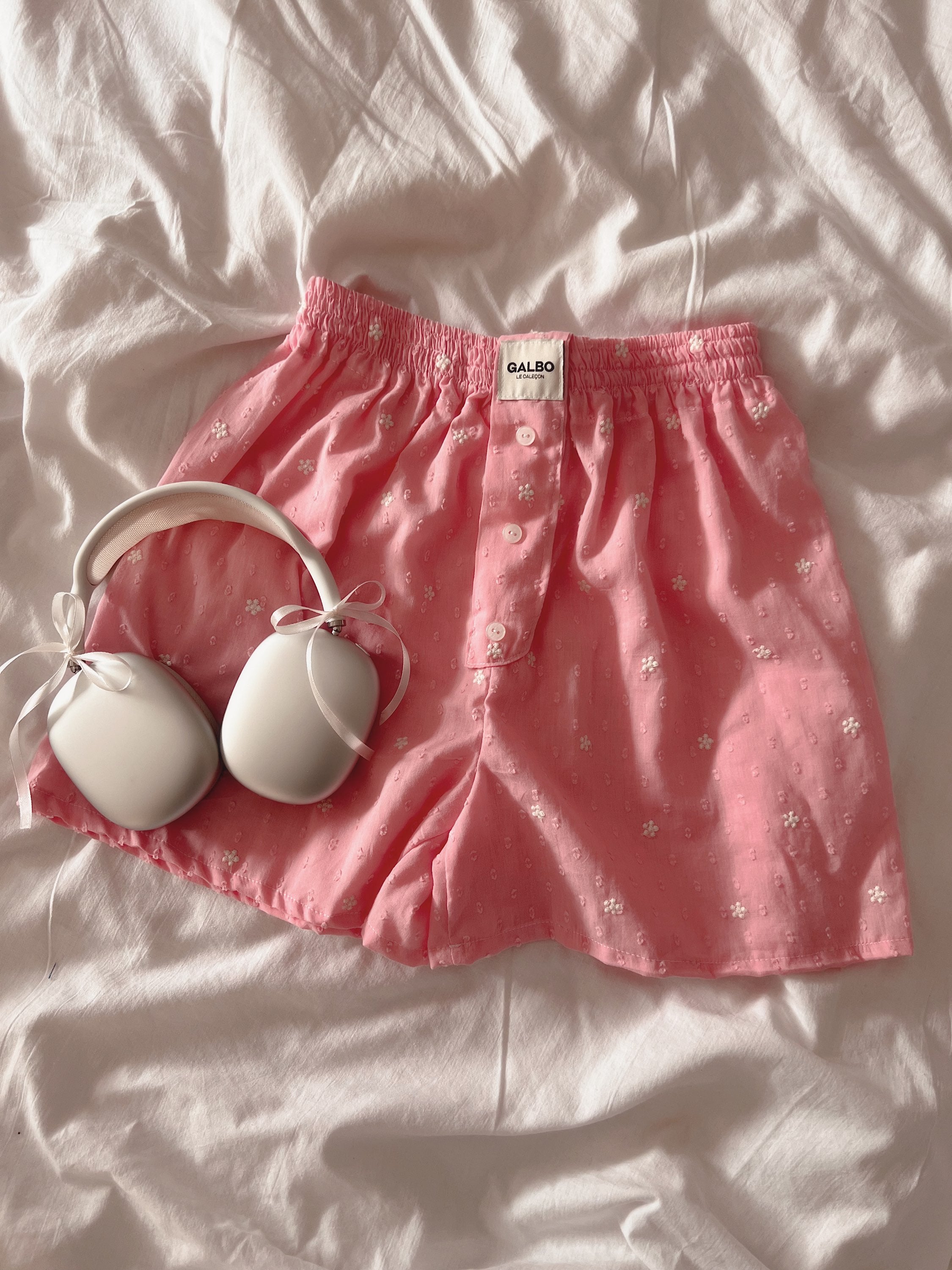 Caleçon Calvi plumetis et fleurs Candy Pink 🌸