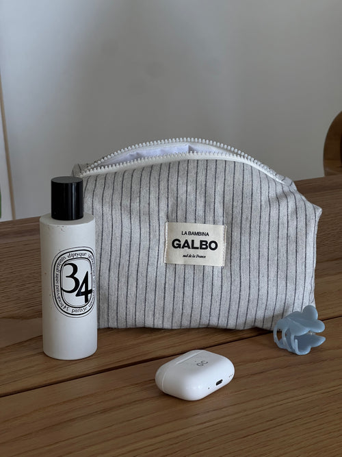 LA BAMBINA - quilted grey navy stripes