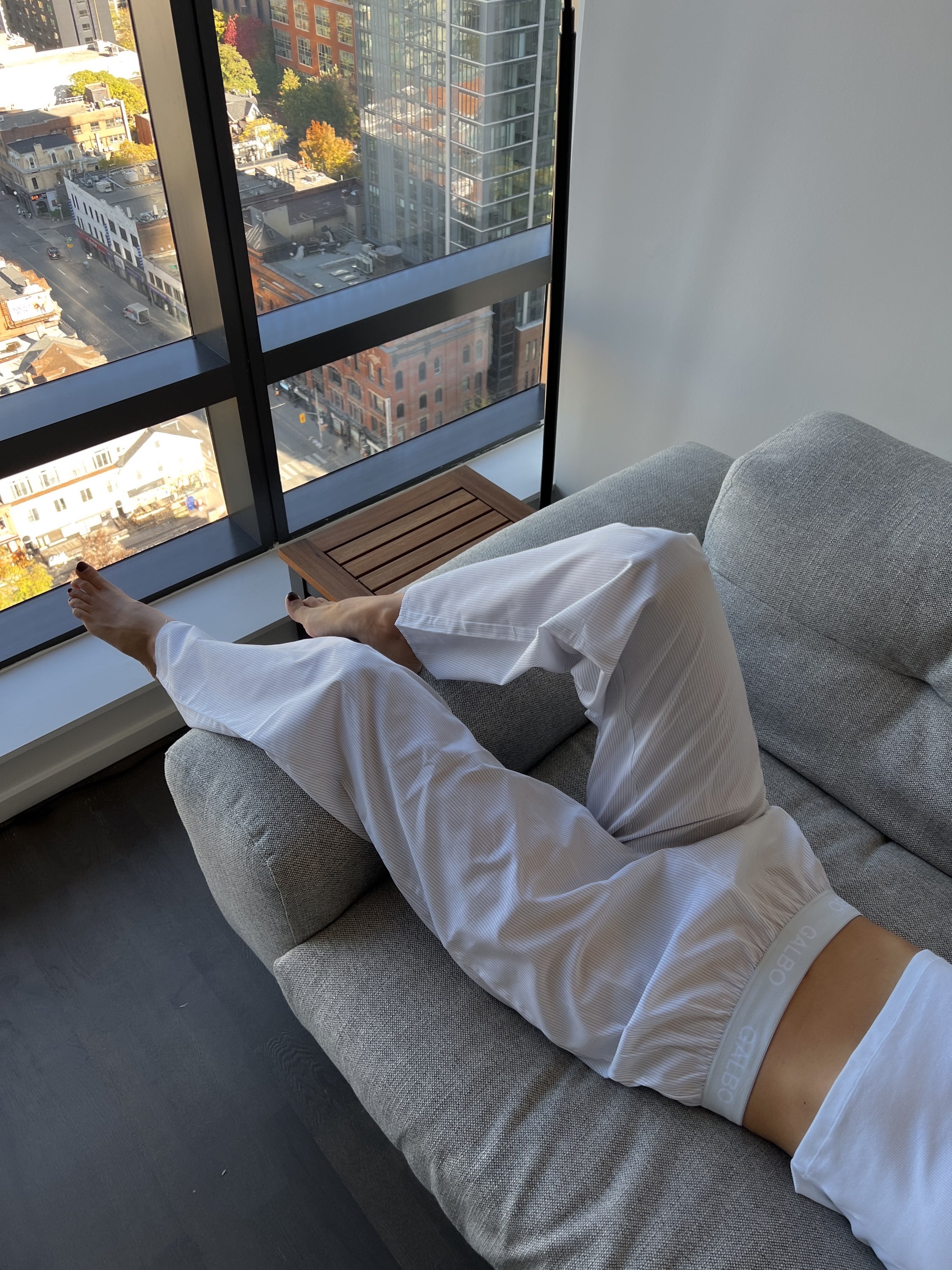 Le Pantalon Galbo RAYÉ GRIS ☁️