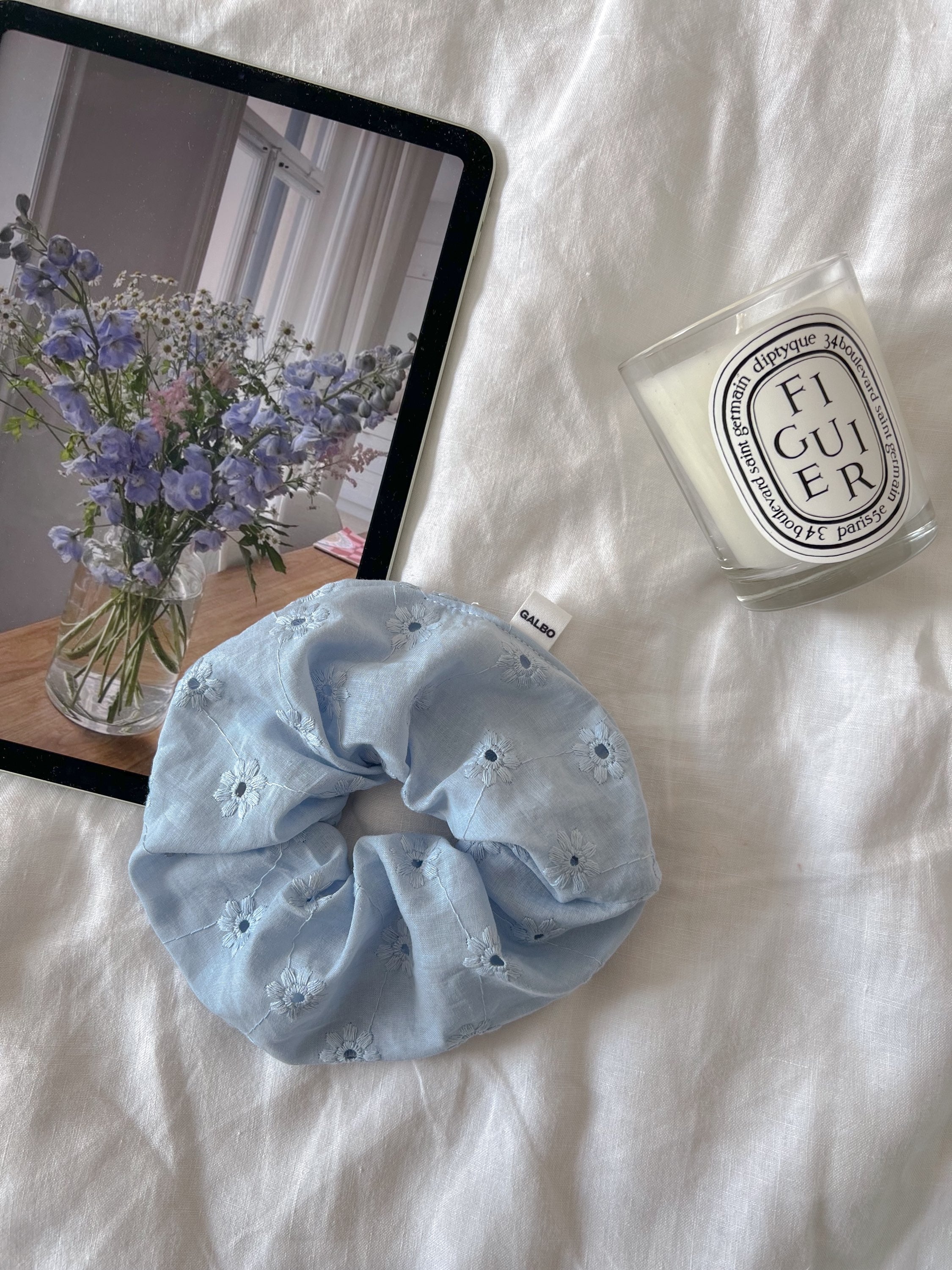 Chouchou marguerite Mediterranean Blue 🐬