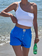 Le débardeur asymétrique côtelé Galbo - Soft White