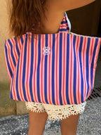 Le cabas Ramatuelle - Rayé Marine & Rose