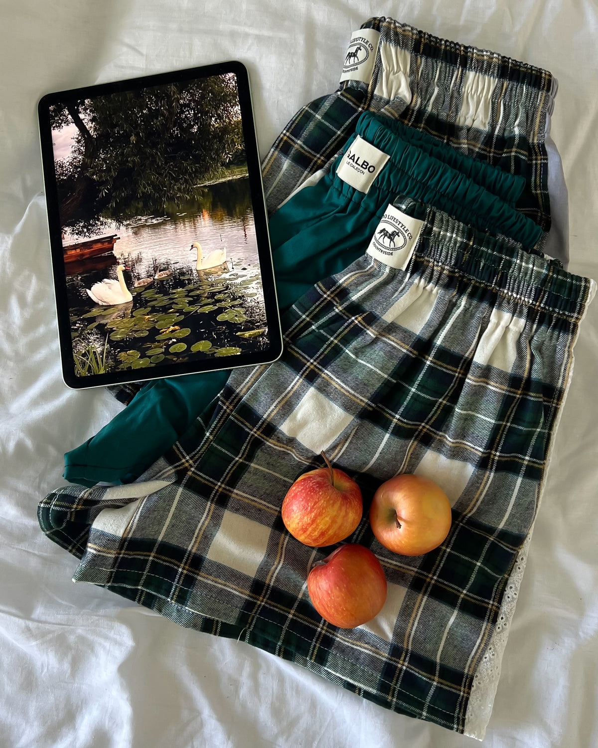 Le short Countryside - Tartan emerald bande cloudy 🦢