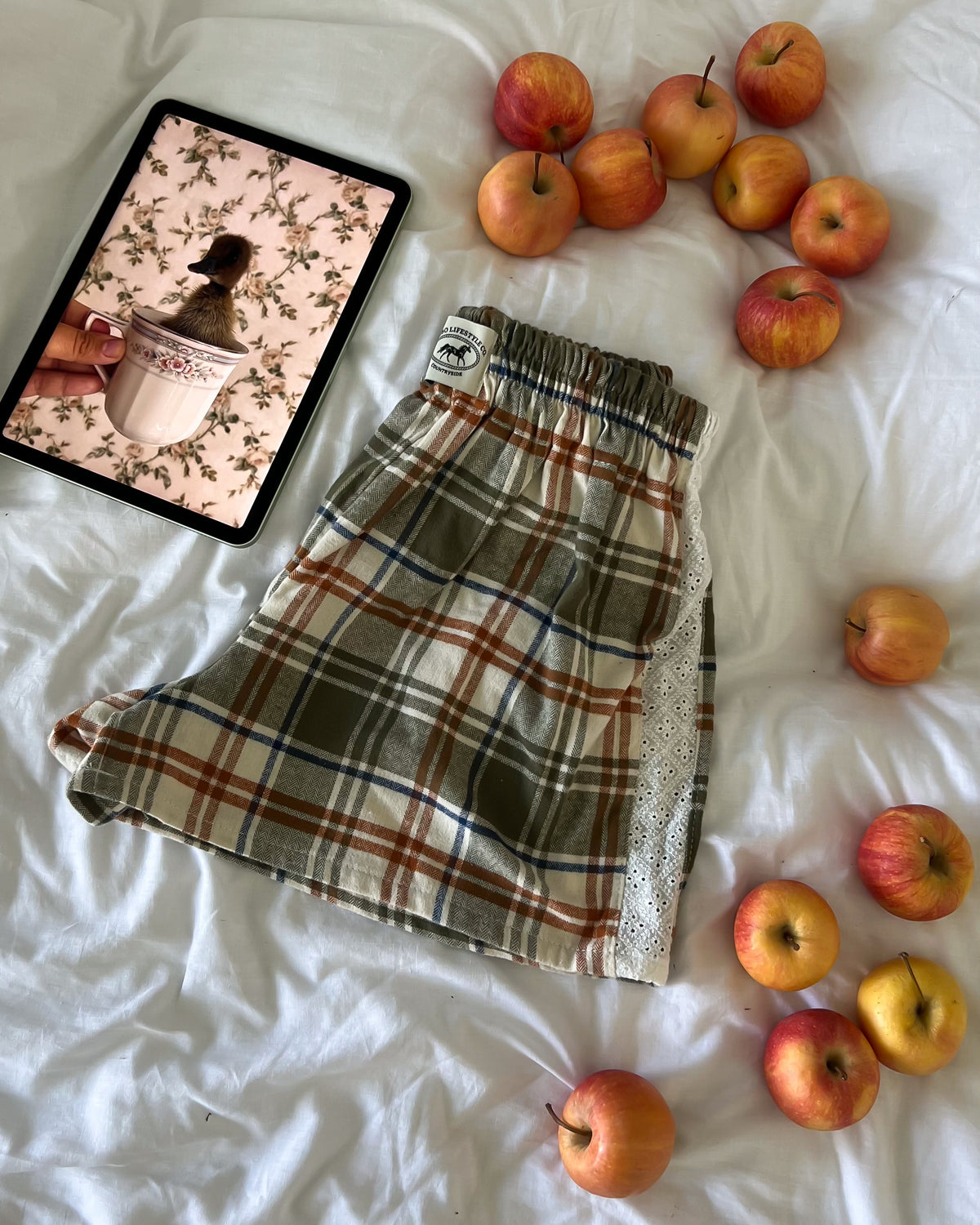 Le short Countryside - Tartan cinnamon broderie anglaise 🐄