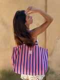 Le cabas Ramatuelle - Rayé Marine & Rose
