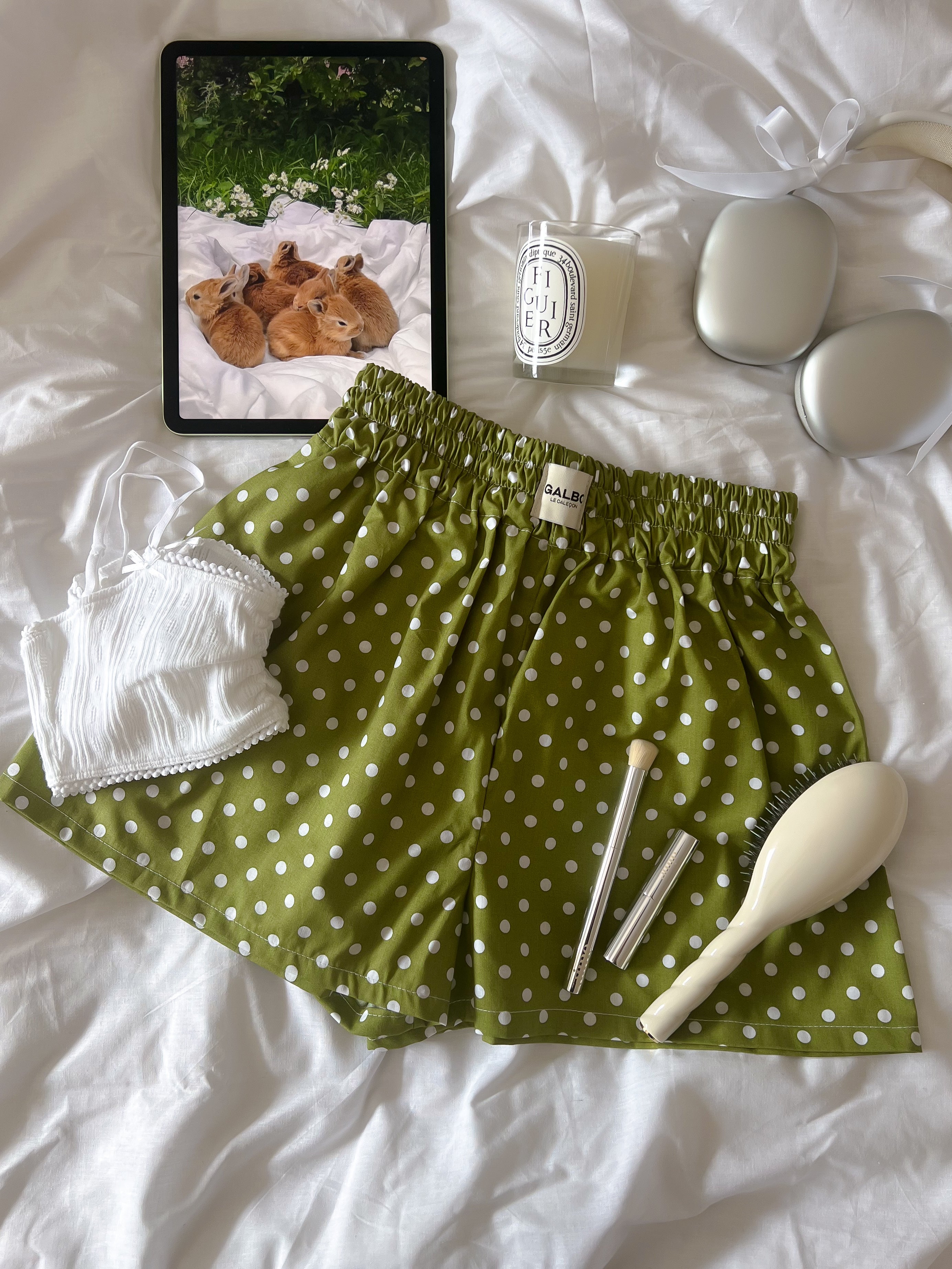 Caleçon Beaulieu Pistachio Polka Dots