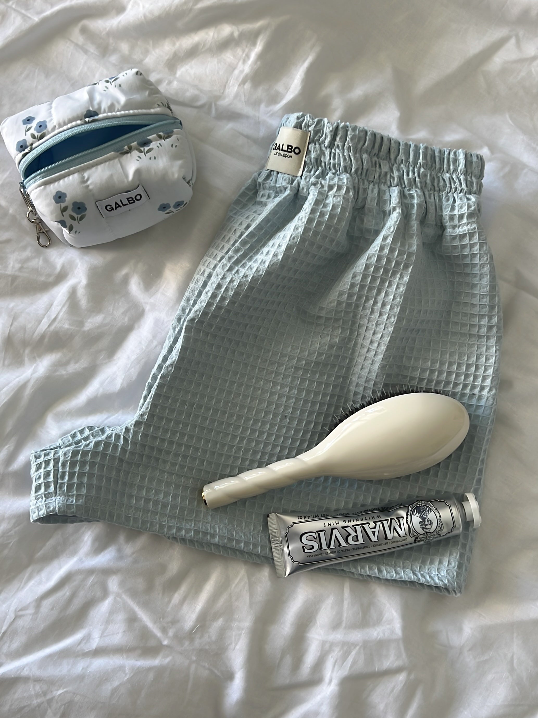 Le Short Beaulieu - Nid d’abeille Baby Blue 🐬