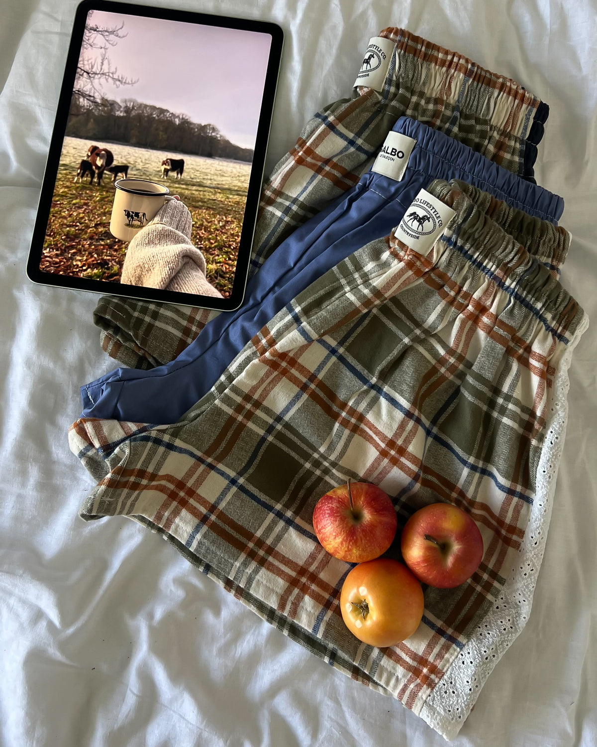 Le short Countryside - Tartan cinnamon broderie anglaise 🐄