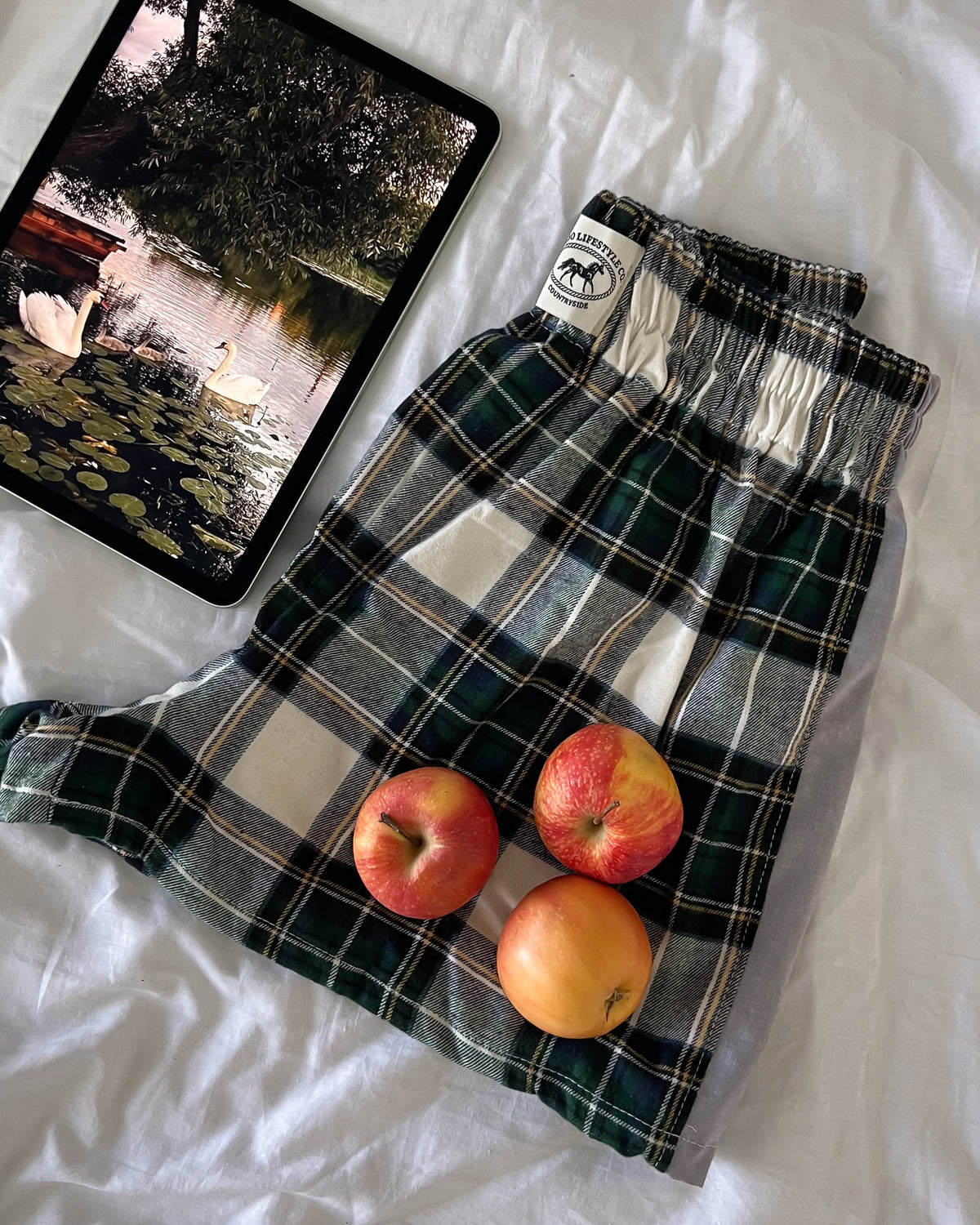 Le short Countryside - Tartan emerald bande cloudy 🦢