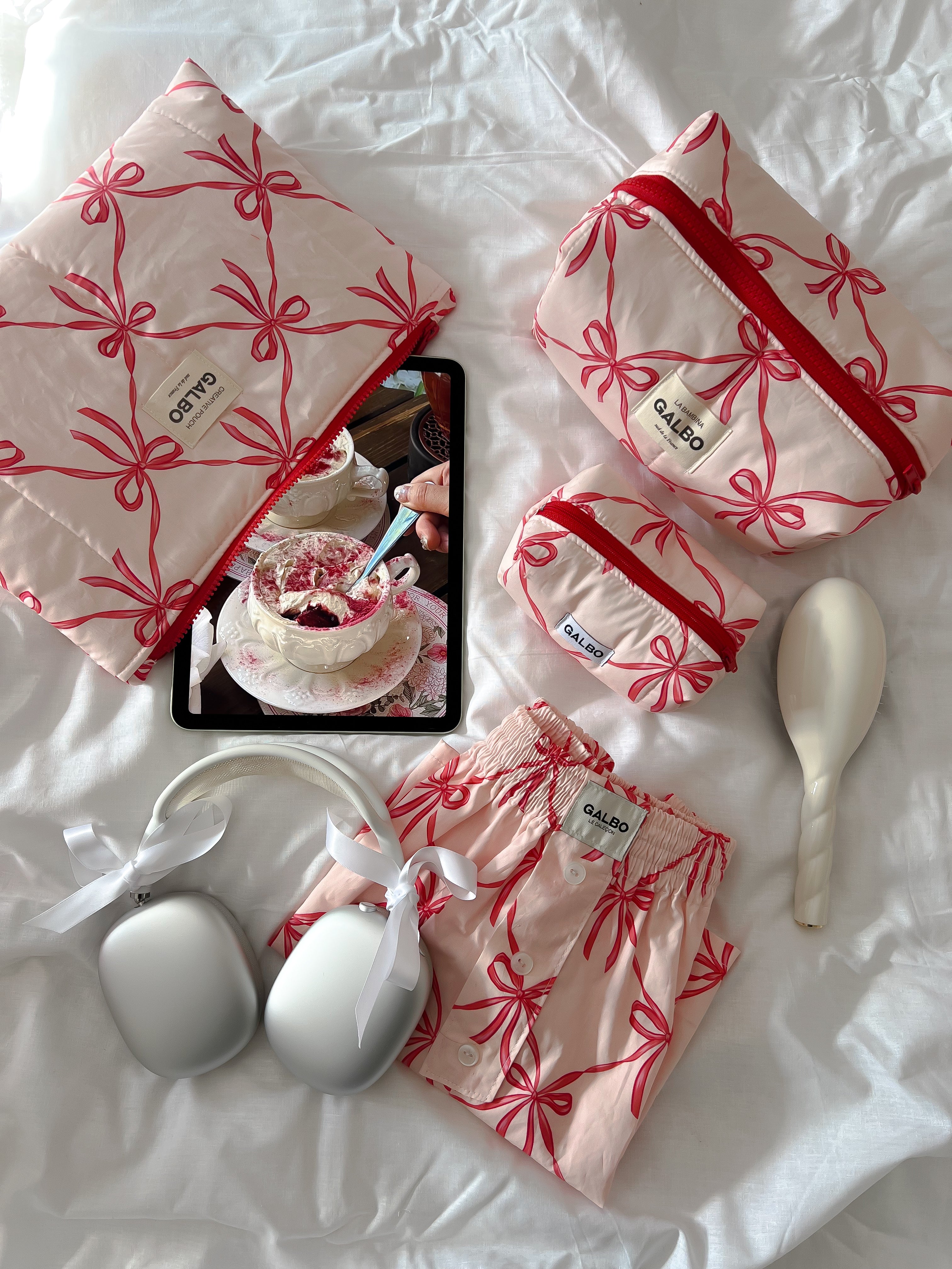 CREATIVE POUCH - matelassée Noeuds Powder Pink 🎀